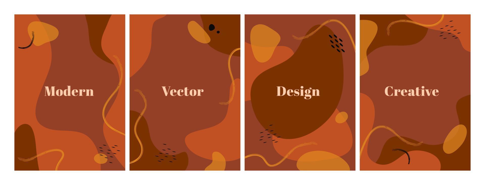 Set of terracotta design template with abstract organic shapes and wave. Contemporary background for beauty presentation, flyer, banner, poster and branding design. A4 format. Vector illustration