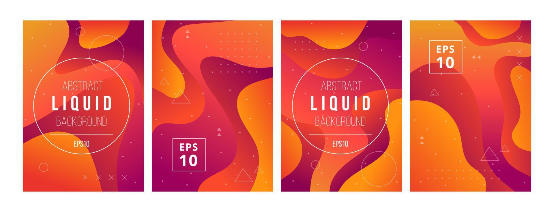 Set of minimal template in modern style design with fluid wavy shapes. Abstract background design for branding. Minimal dynamic cover design with geometric element in bright color. Vector illustration