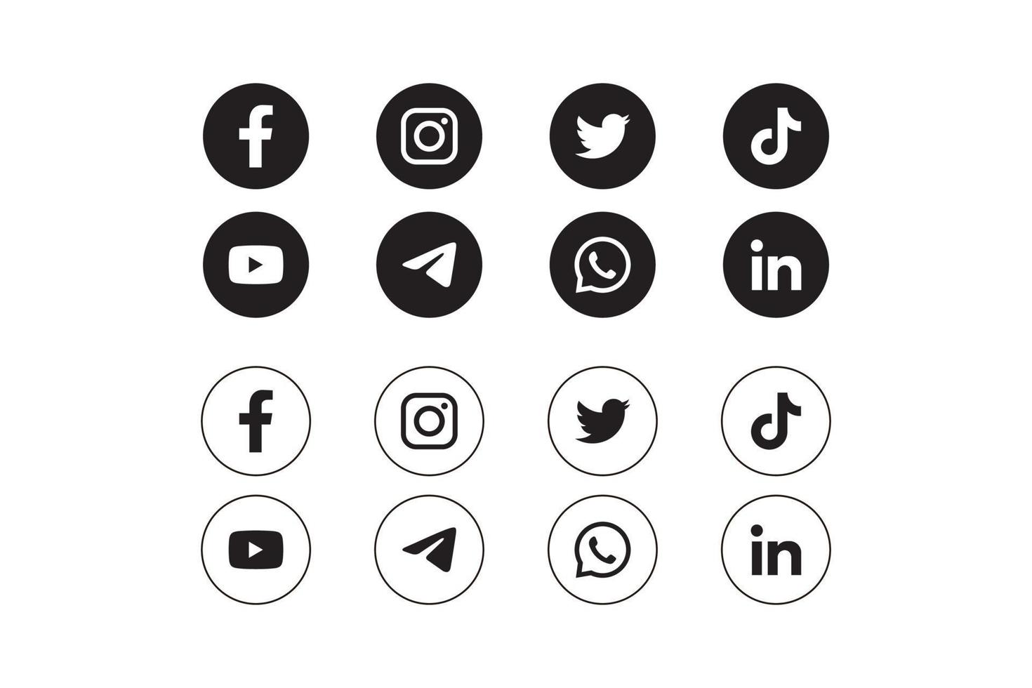 Set of social media icons in white background vector