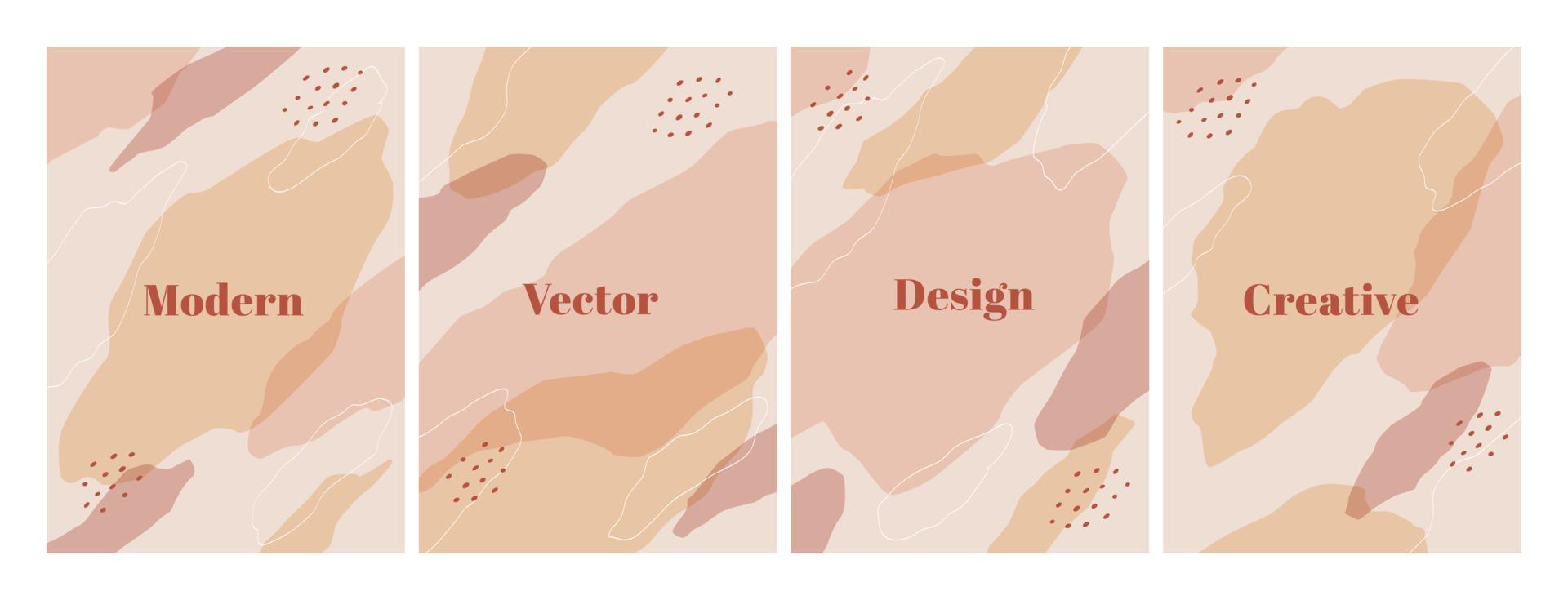 Stylish set of design template with organic abstract shapes in pastel colors. Modern background for beauty branding design. Vertical A4 format. Vector Illustration