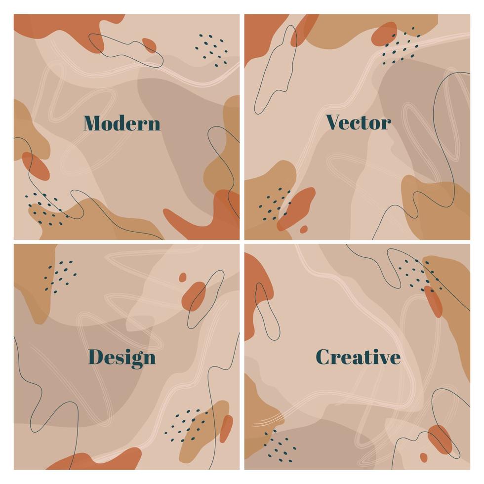 conjunto de fondo cuadrado moderno con líneas y formas orgánicas abstractas. plantilla de diseño elegante con espacio para texto. ilustración vectorial vector