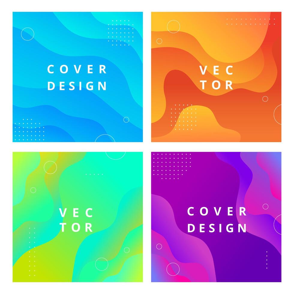 Set of square minimal template in modern style with fluid wavy shapes. Abstract background for branding. Minimal dynamic cover design with geometric element. Vector illustration