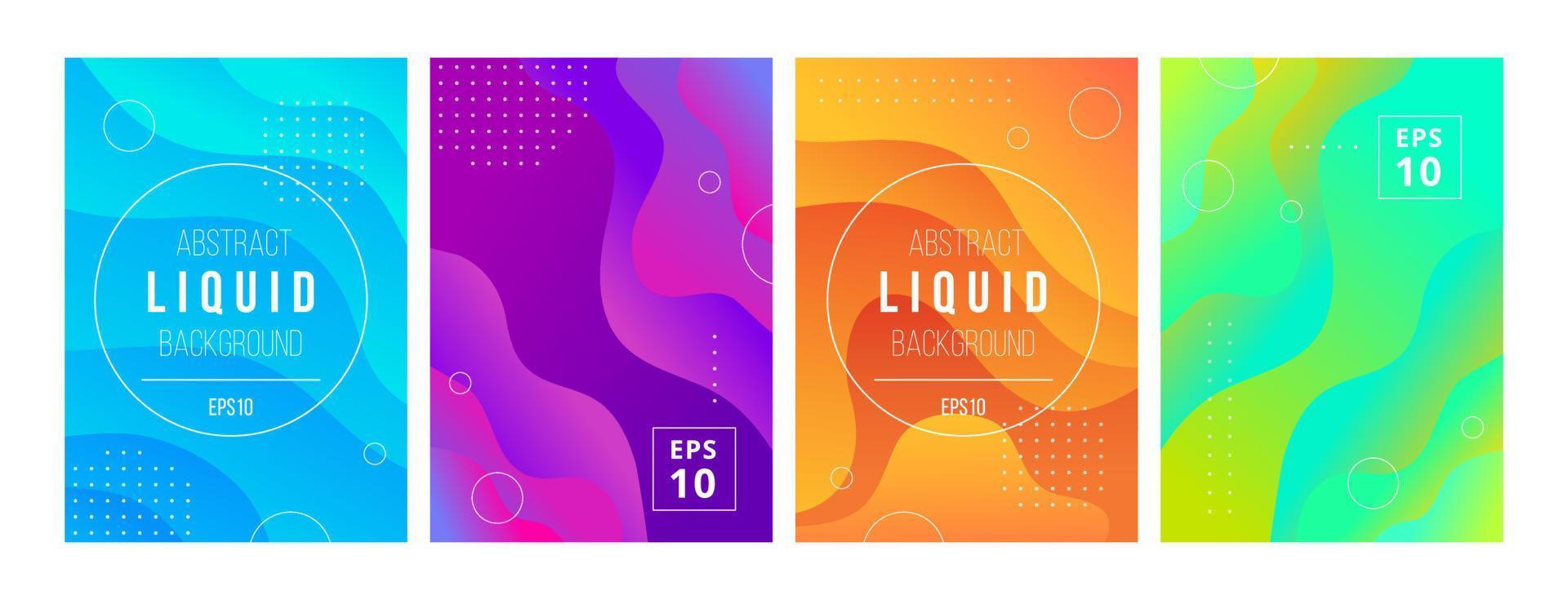 Set of minimal template in modern style design with fluid wavy shapes. Abstract background design for branding. Minimal dynamic cover design with geometric element in bright color. Vector illustration