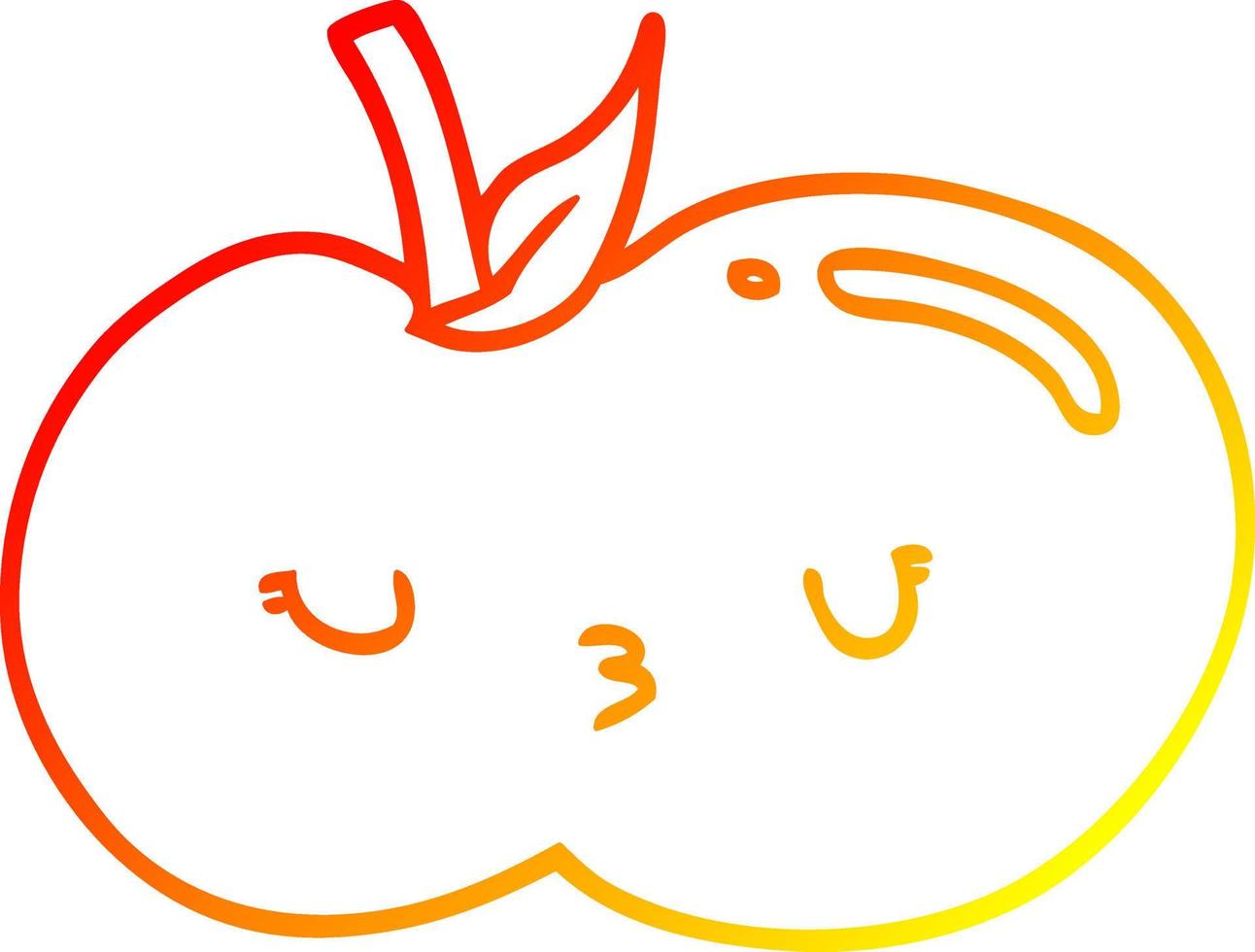 warm gradient line drawing cartoon cute apple vector