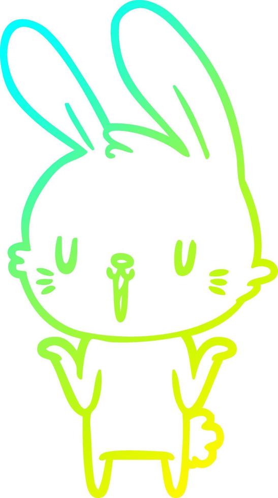 cold gradient line drawing cute cartoon rabbit vector