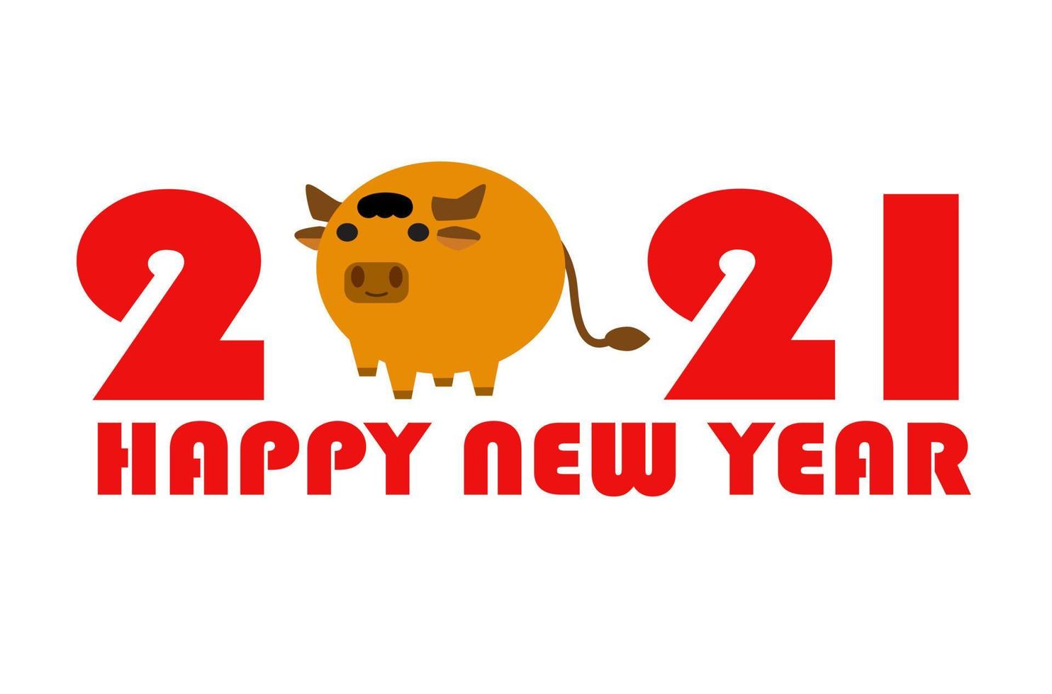 Bull ox cow animal pet font number 2021 zodiac Chinese character red which translates to English lunar vector decoration ornament happy new year culture asian good luck forever rich wealthy healthy