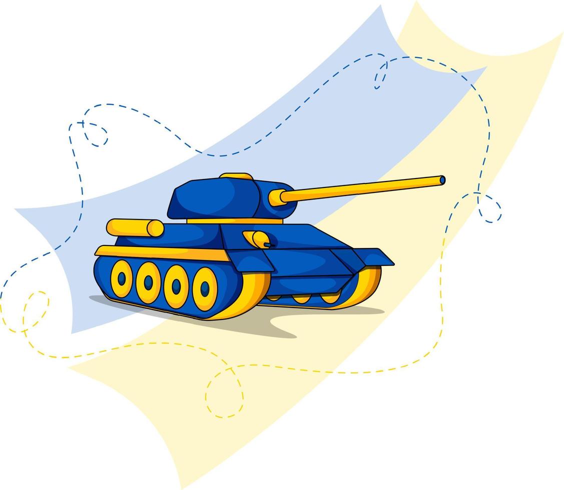 icono. tanque ucraniano con bandera vector
