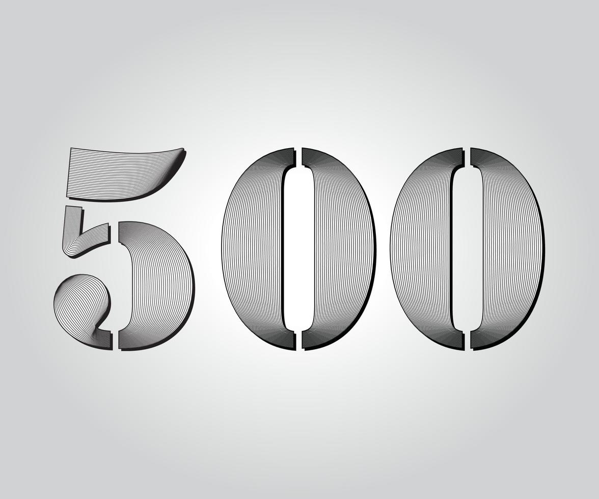 500, diseño de líneas entrecruzadas numéricas vector