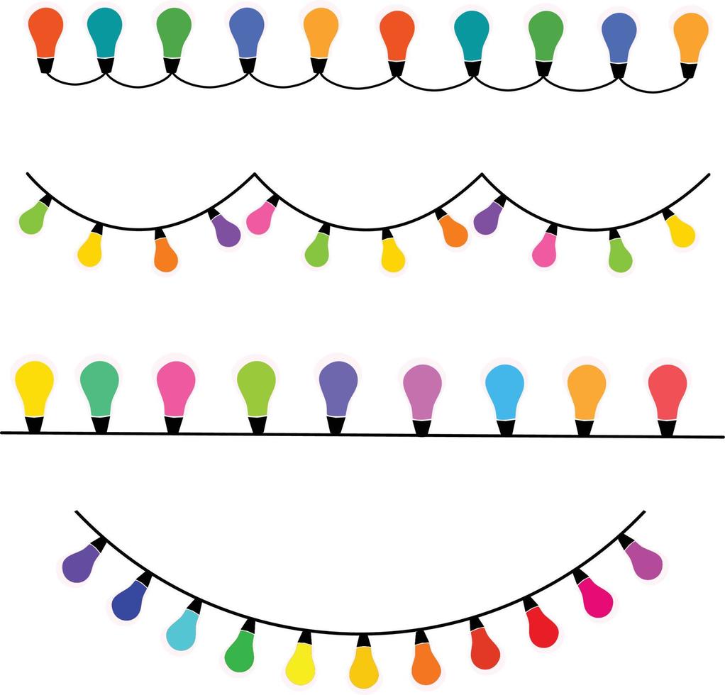 set of Christmas lights isolate on white background. vector