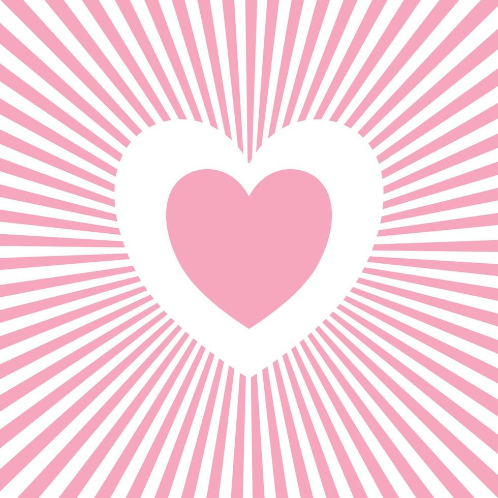 Sunburst and heart on white background. vector