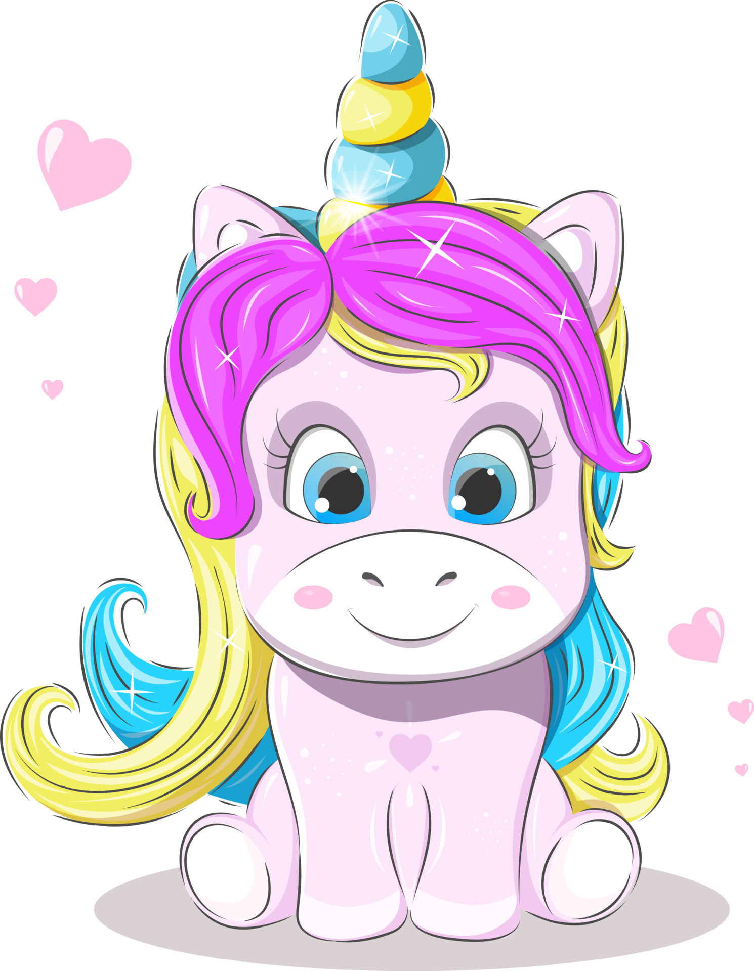 Beautiful little unicorn with hearts 10688211 Vector Art at Vecteezy