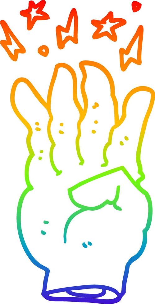 rainbow gradient line drawing cartoon spooky magic hand vector