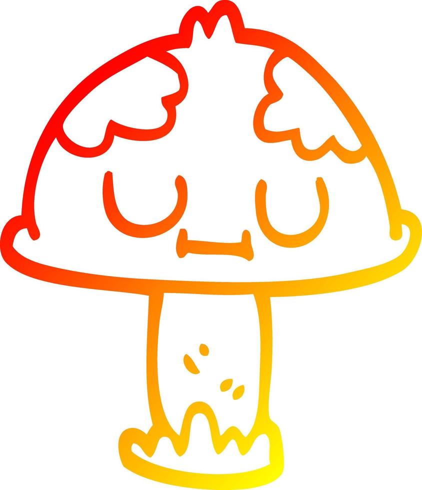 warm gradient line drawing cartoon poisonous toadstool vector