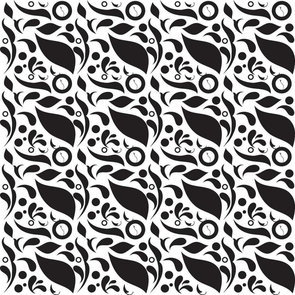 Black Color Floral Elements Seamless Pattern Background Design vector