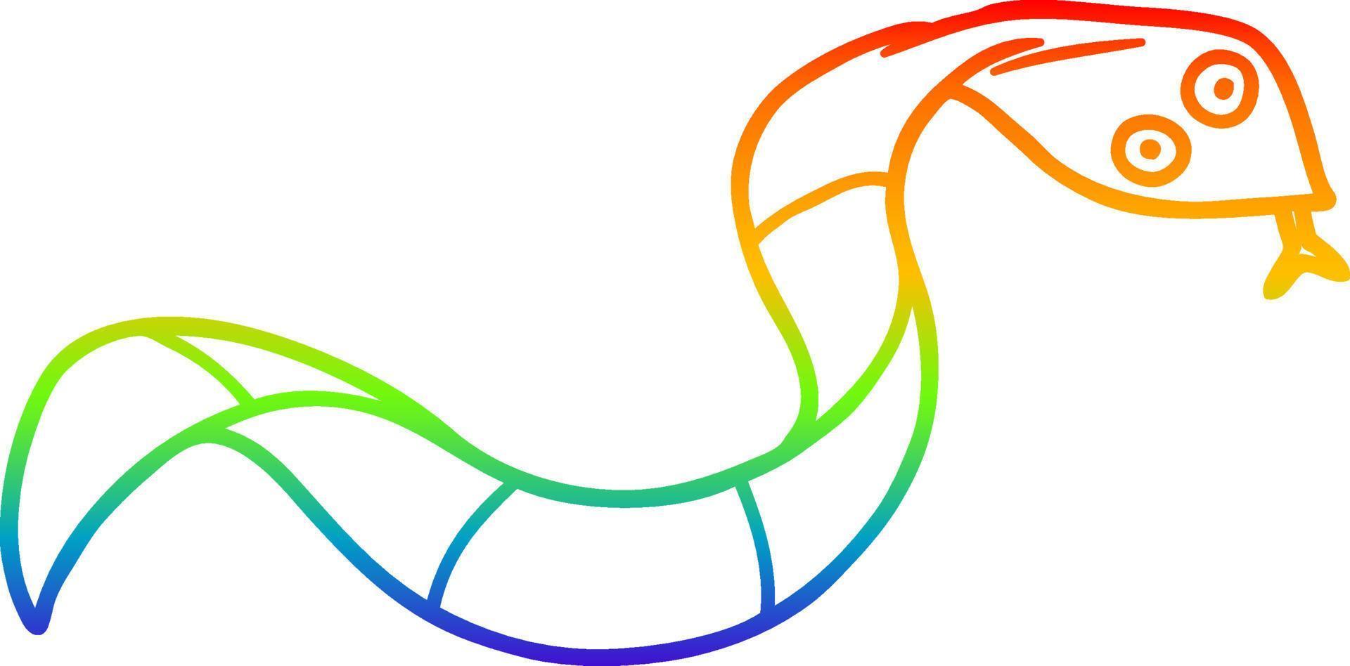 serpiente de dibujos animados de dibujo de línea de gradiente de arco iris vector