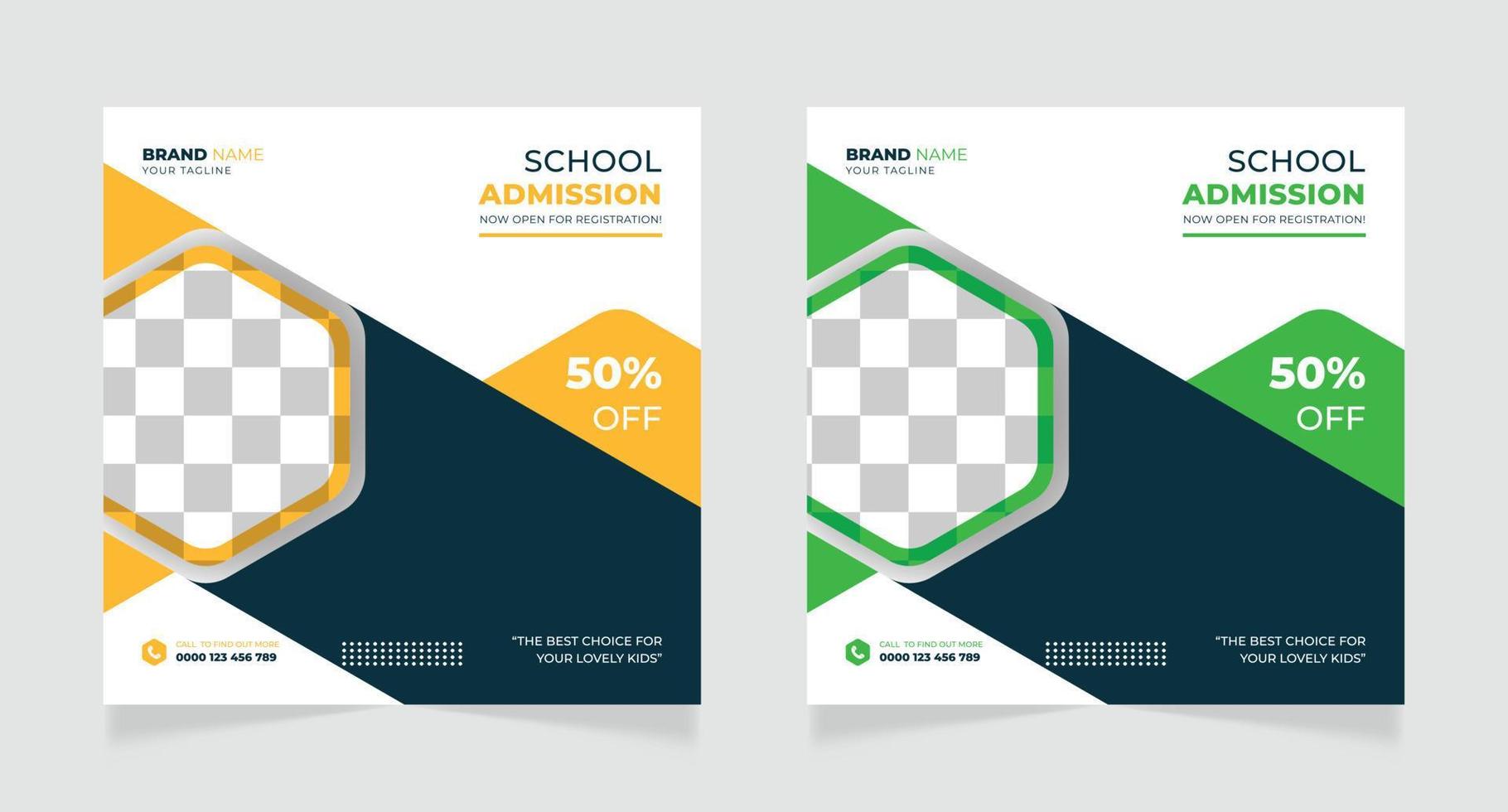 School admission social media banner design template vector