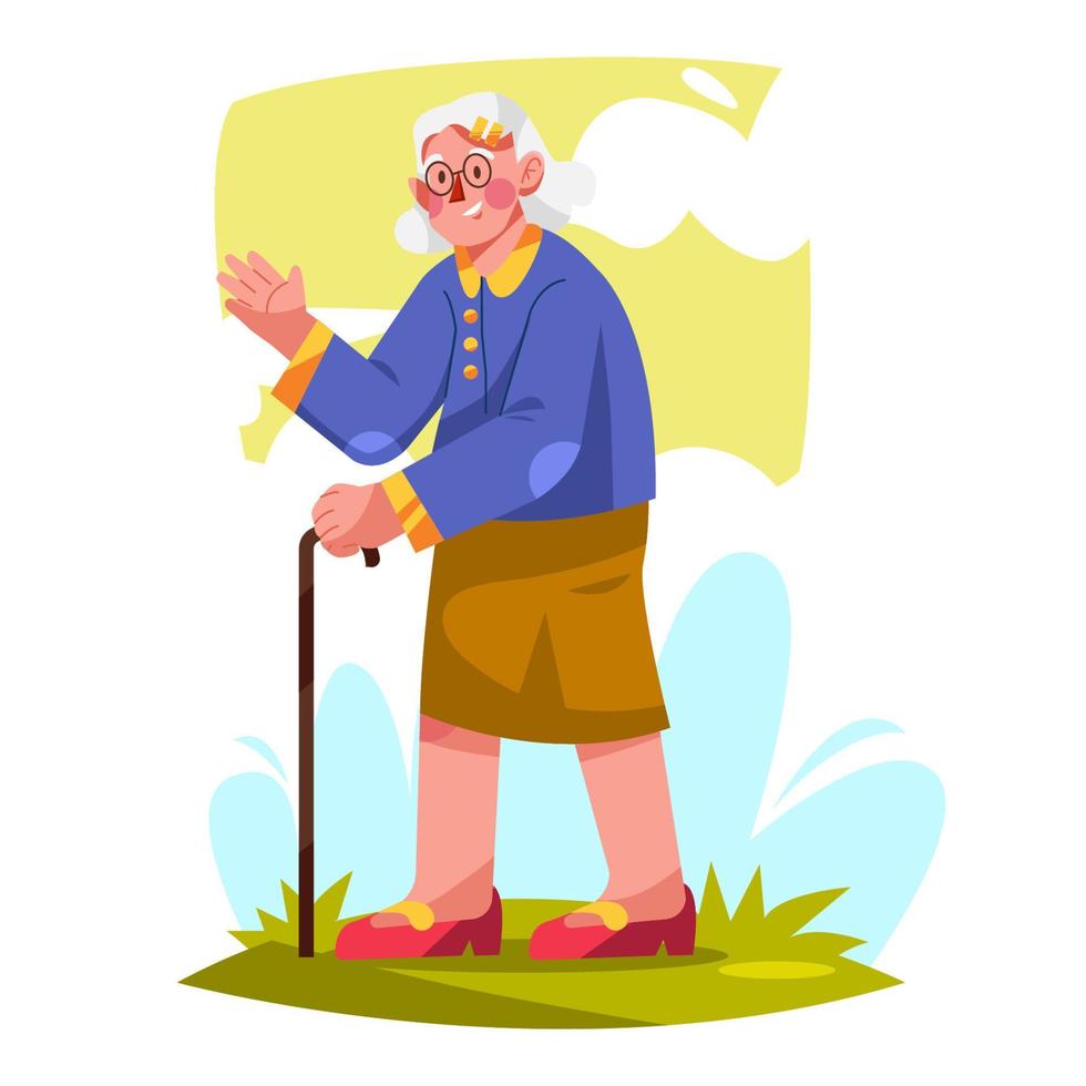 personaje de la abuela saludando vector