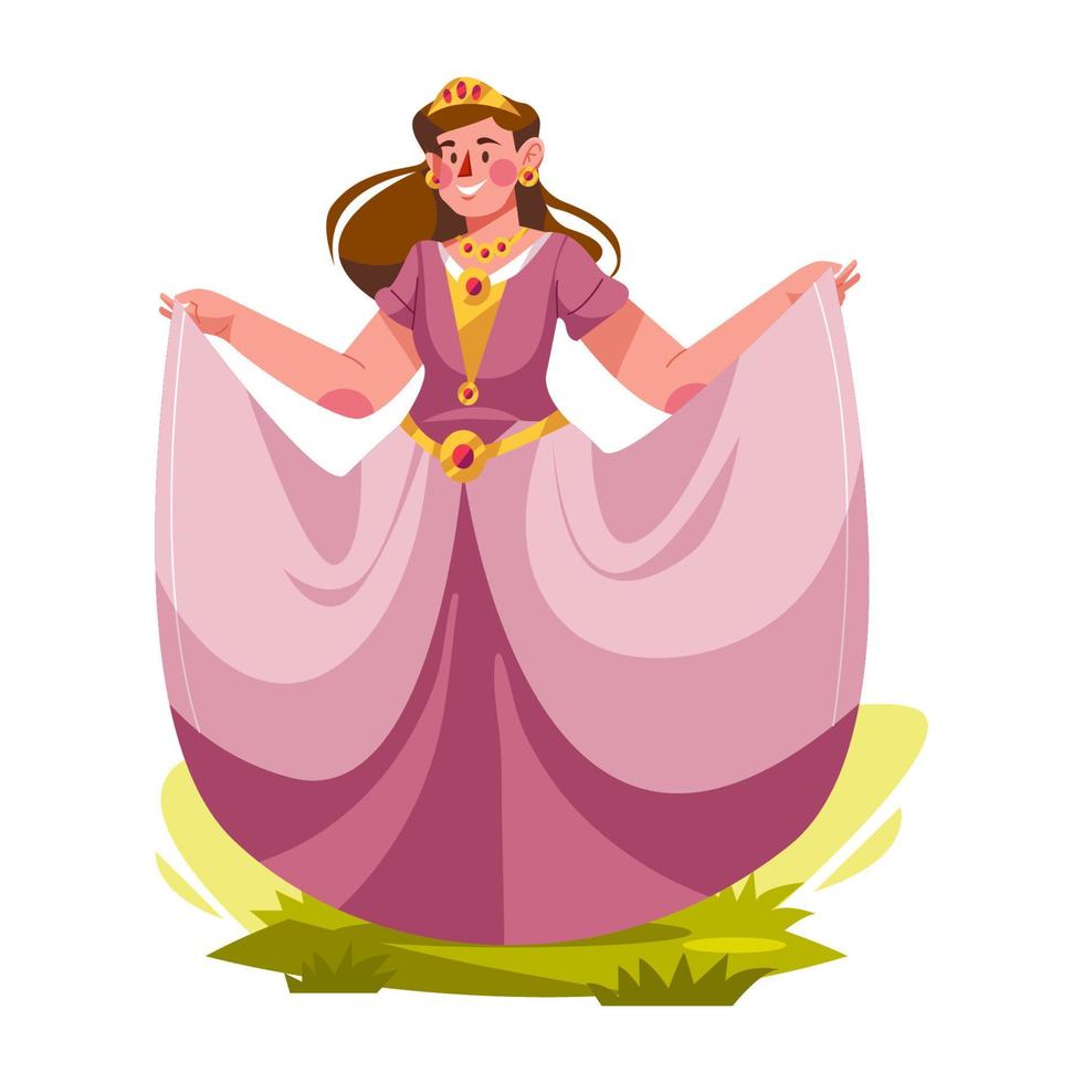 Happy Princess Character With Beautiful Dress vector