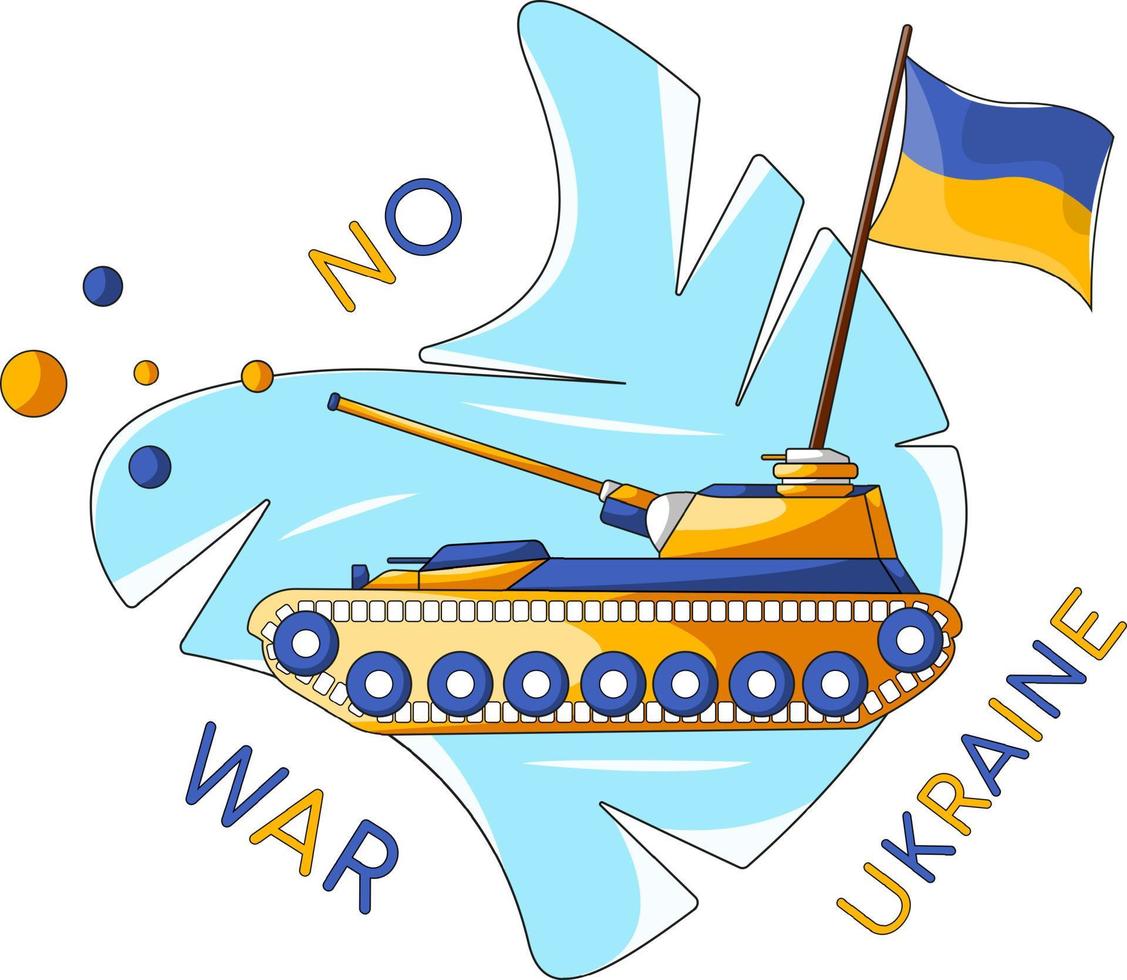 Icon Stop the war in Ukraine with a tank and ukraininan flag vector