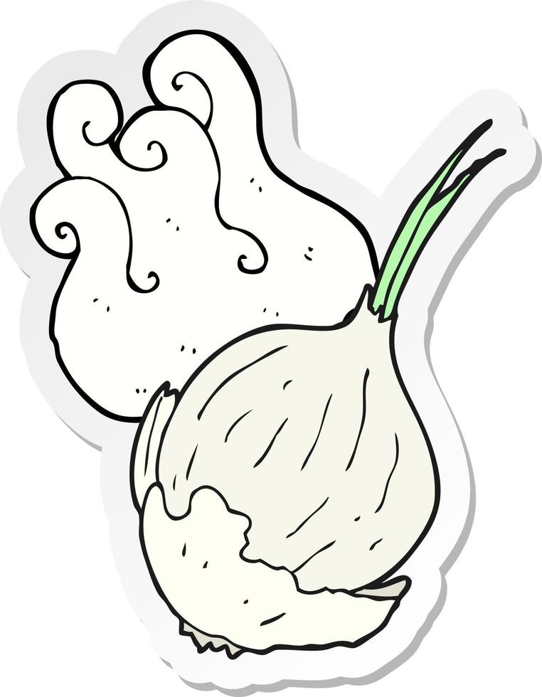 sticker of a cartoon garlic vector