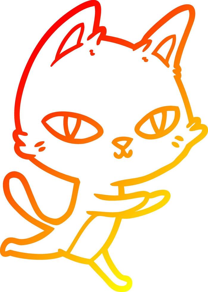 warm gradient line drawing cartoon cat staring vector