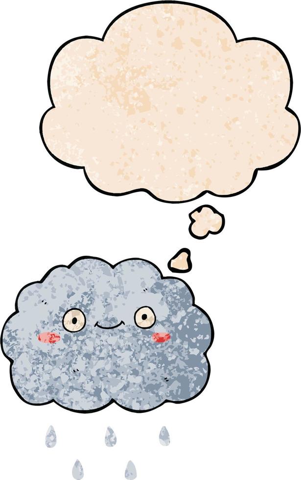 cute cartoon cloud and thought bubble in grunge texture pattern style vector