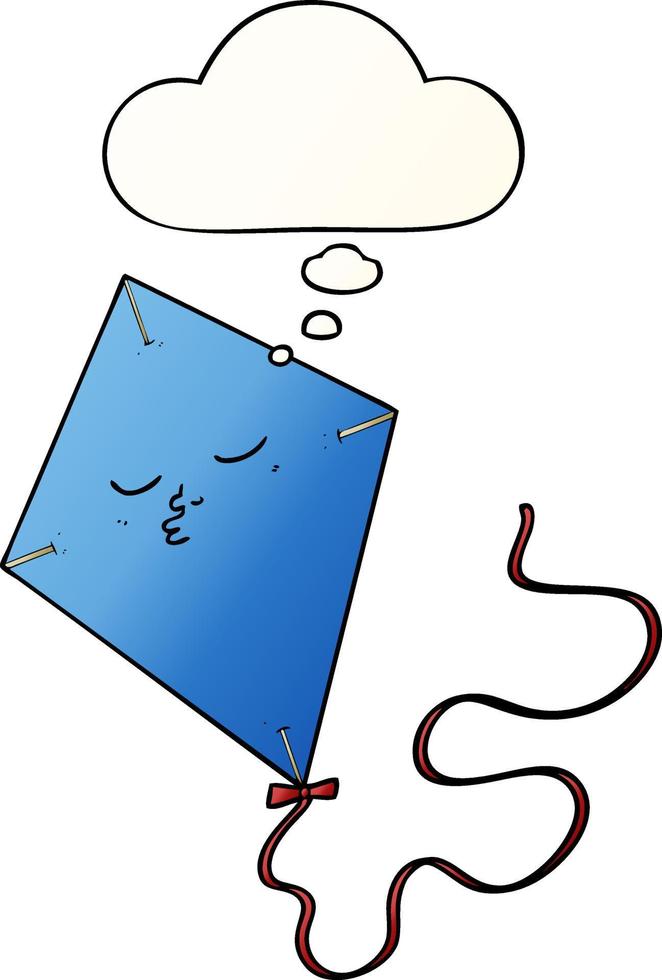 cartoon kite and thought bubble in smooth gradient style vector