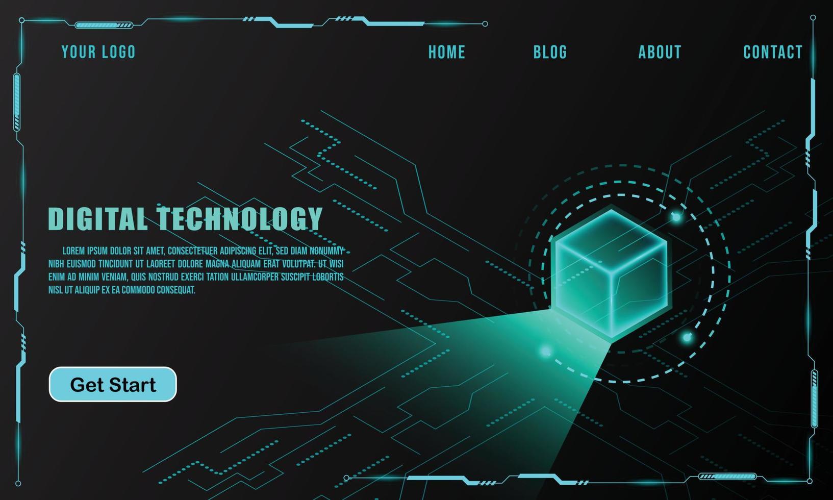 technology concept for web banner template or brochure , Blue colour. vector