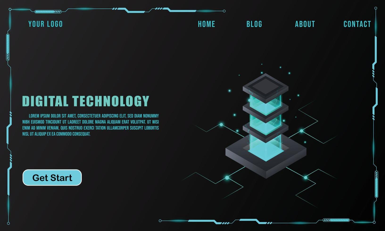 technology concept for web banner template or brochure , Blue colour. vector