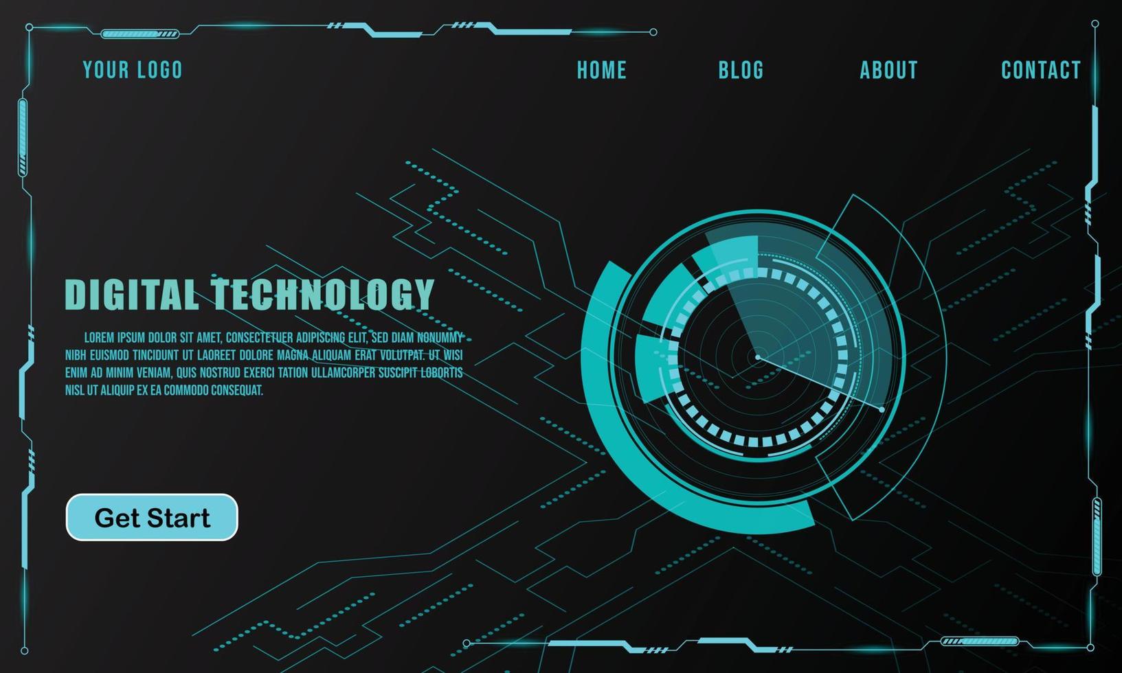 technology concept for web banner template or brochure , Blue colour. vector