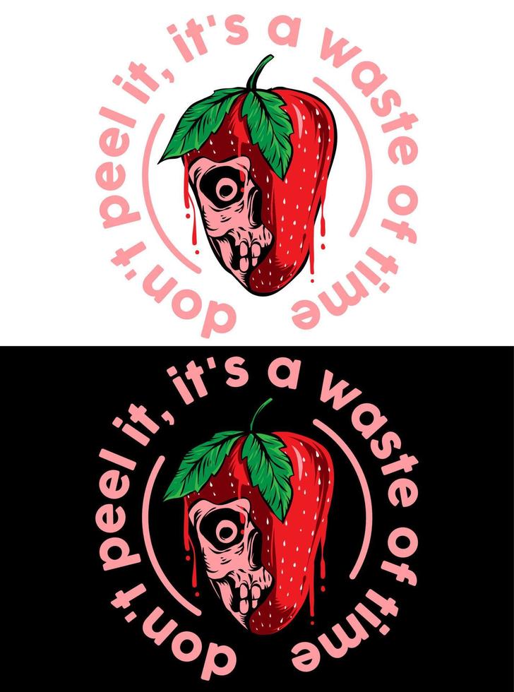 skull strawberry halloween vector