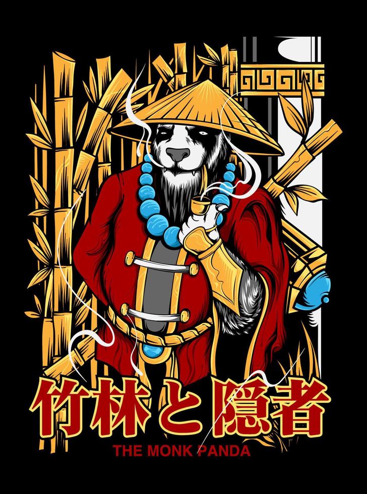 panda monk art vector
