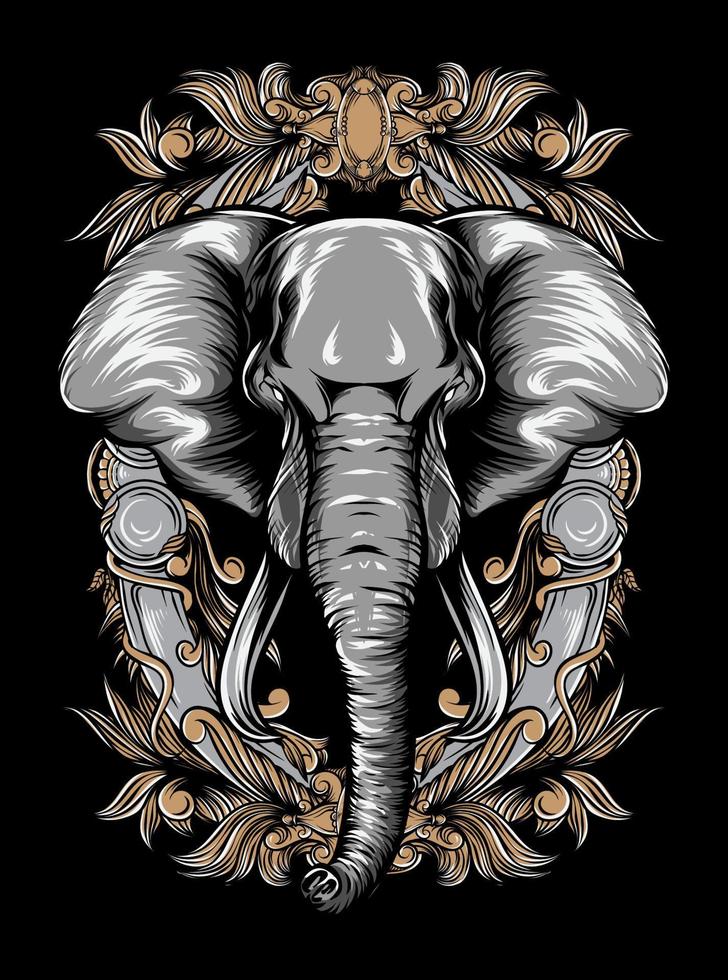 wild elephant illustration vector