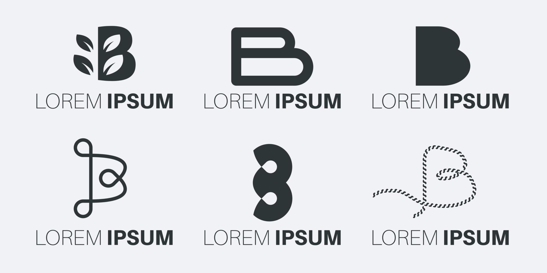 conjunto de diseño de logotipo de letra b de monograma creativo vector