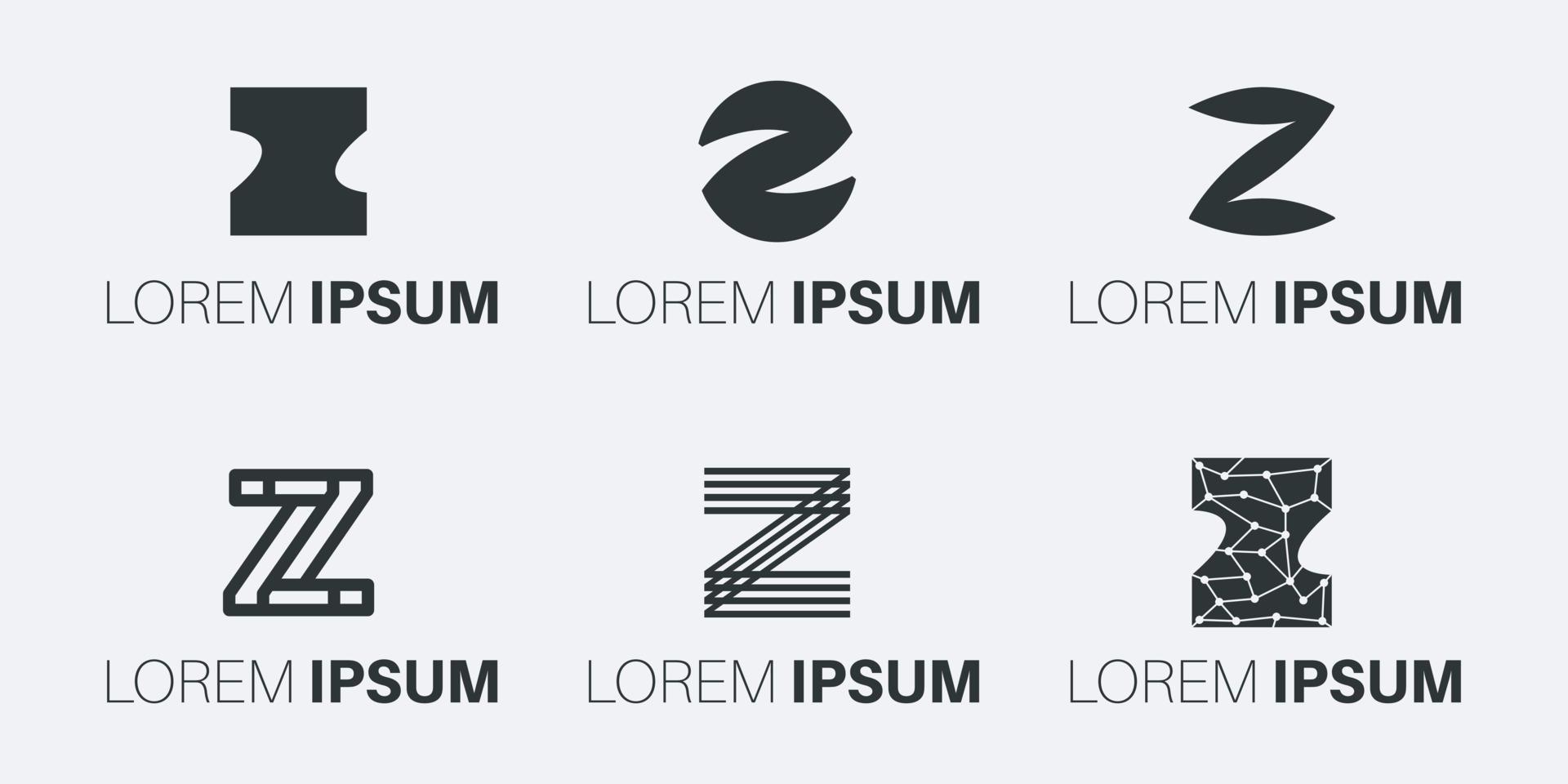 Set of creative monogram letter Z logo design vector