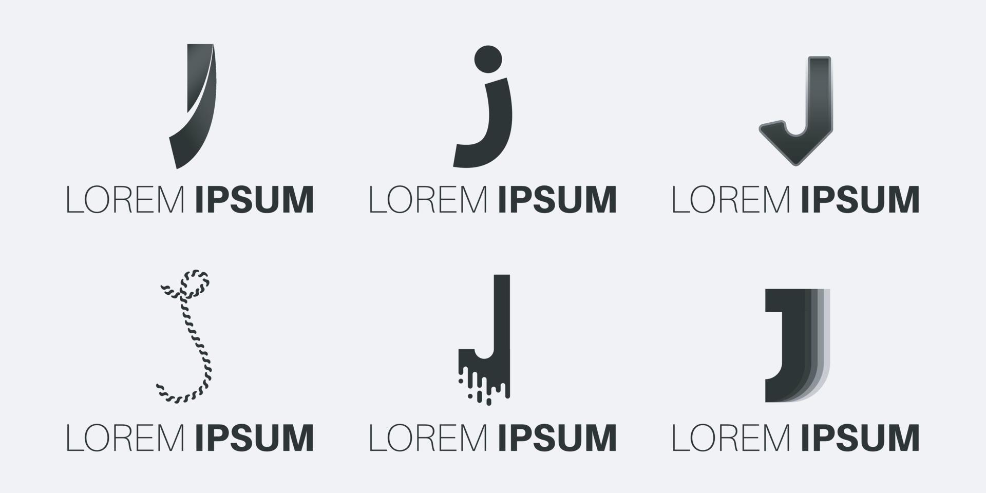 Set of creative monogram letter j logo design vector