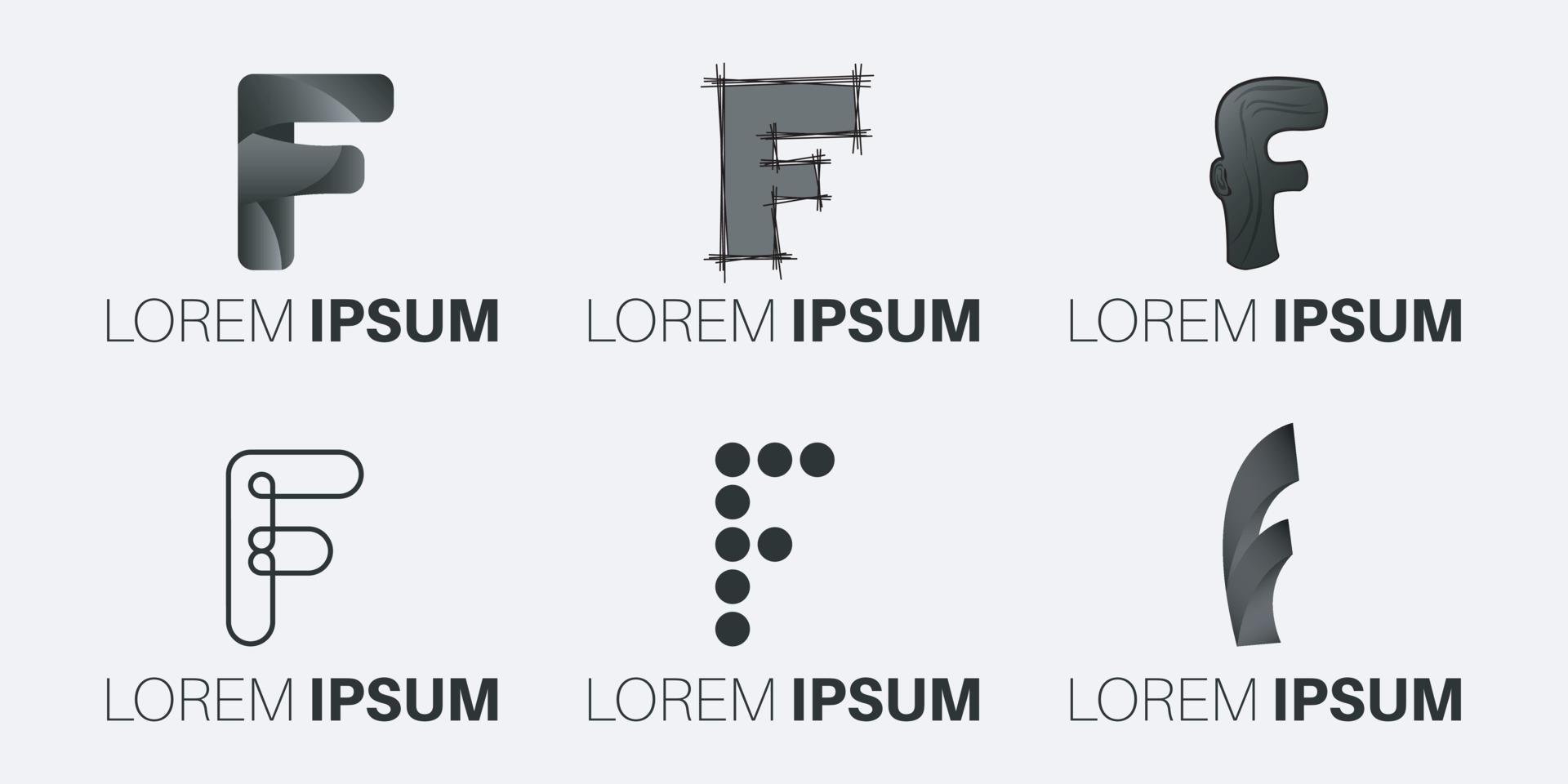 Set of creative monogram letter f logo design vector