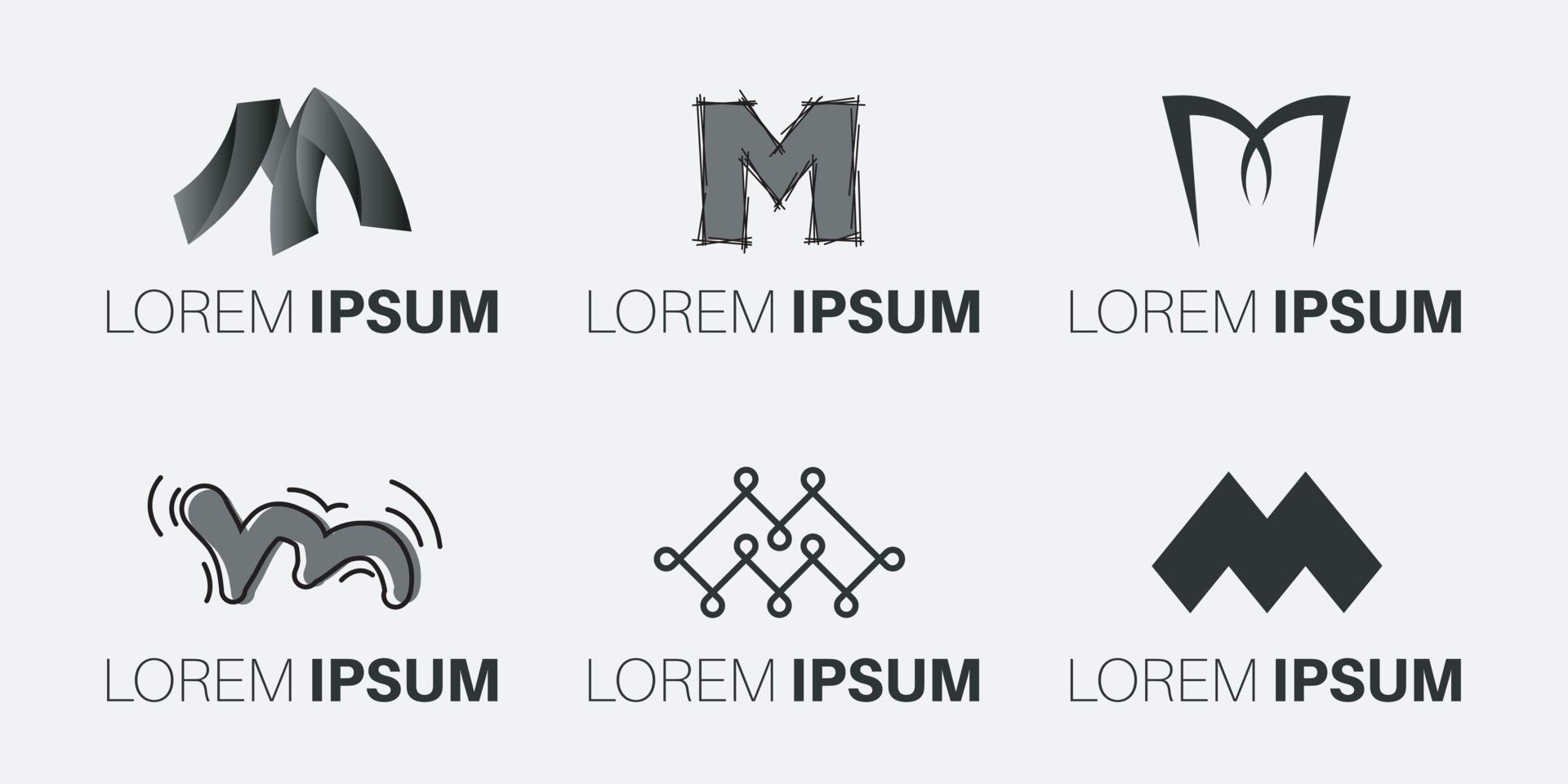 conjunto de diseño creativo del logotipo de la letra m del monograma vector
