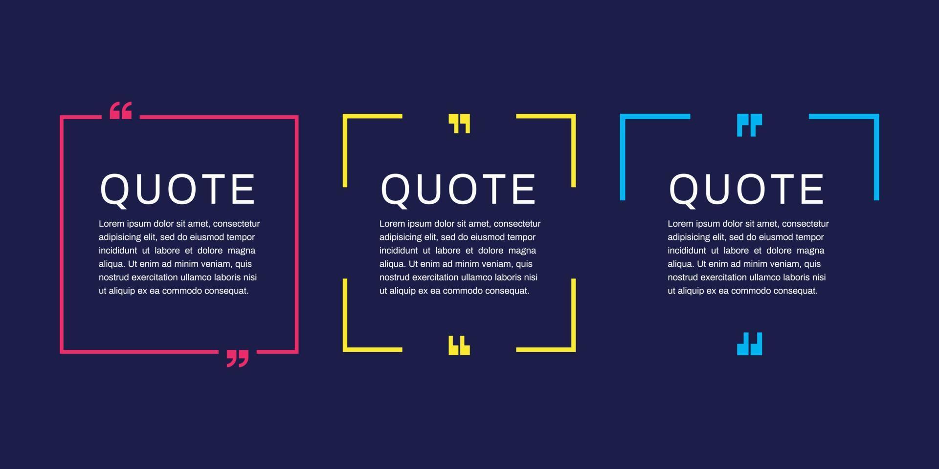 Set of Quote Frames. Quote Box vector