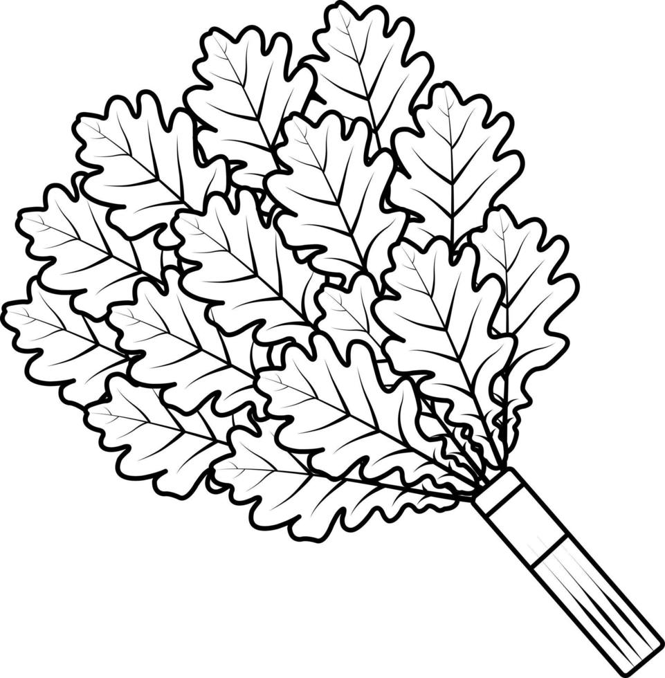 icon doodle broom made of oak leaves, sauna, bath vector