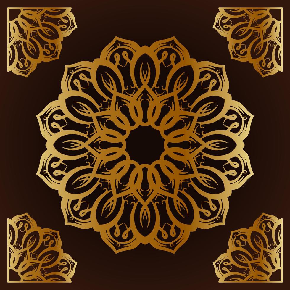 mandala gold with frame ornament vector