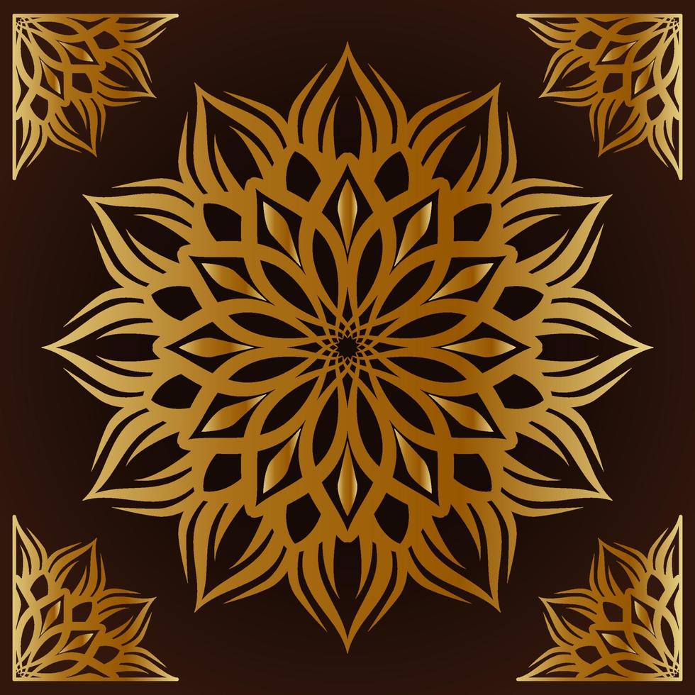 mandala gold with frame ornament vector