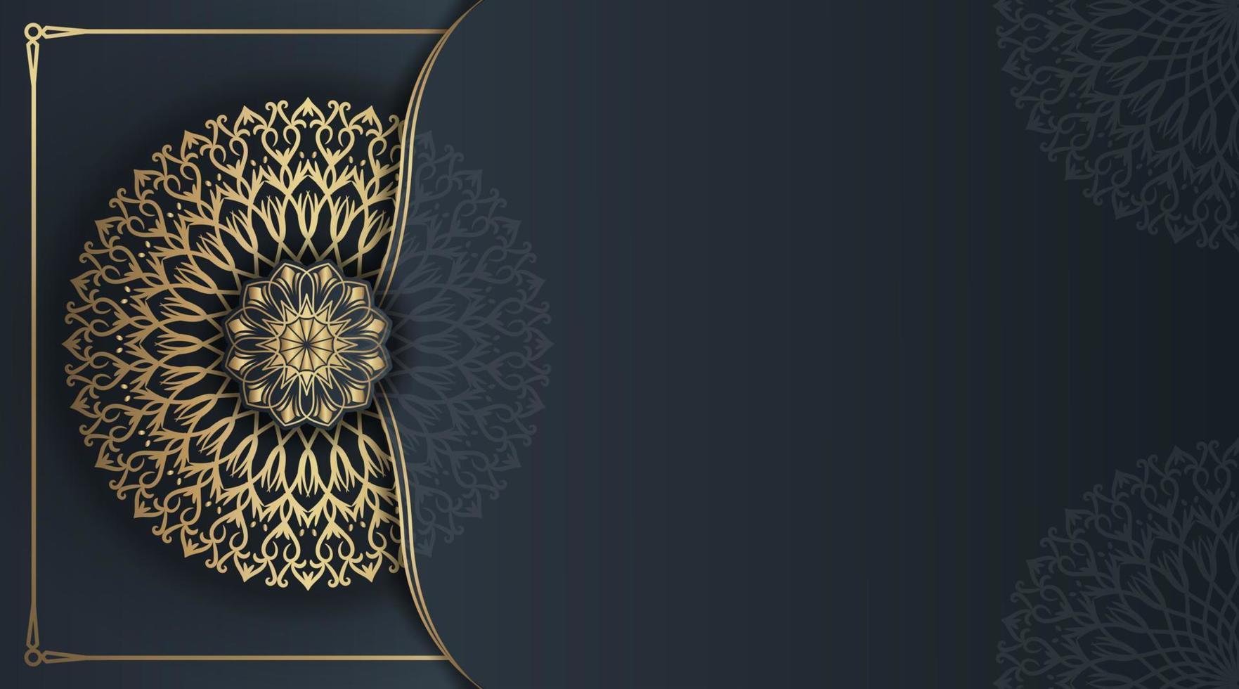 fondo de mandala, gris oscuro y dorado vector