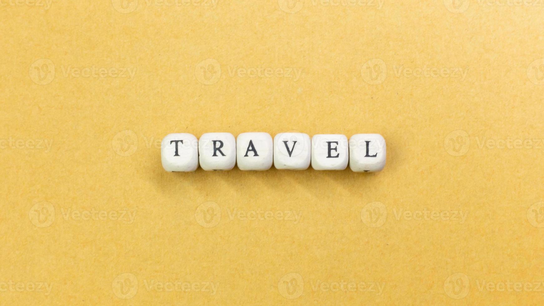 travel  wood cube close up image  for travel content. photo