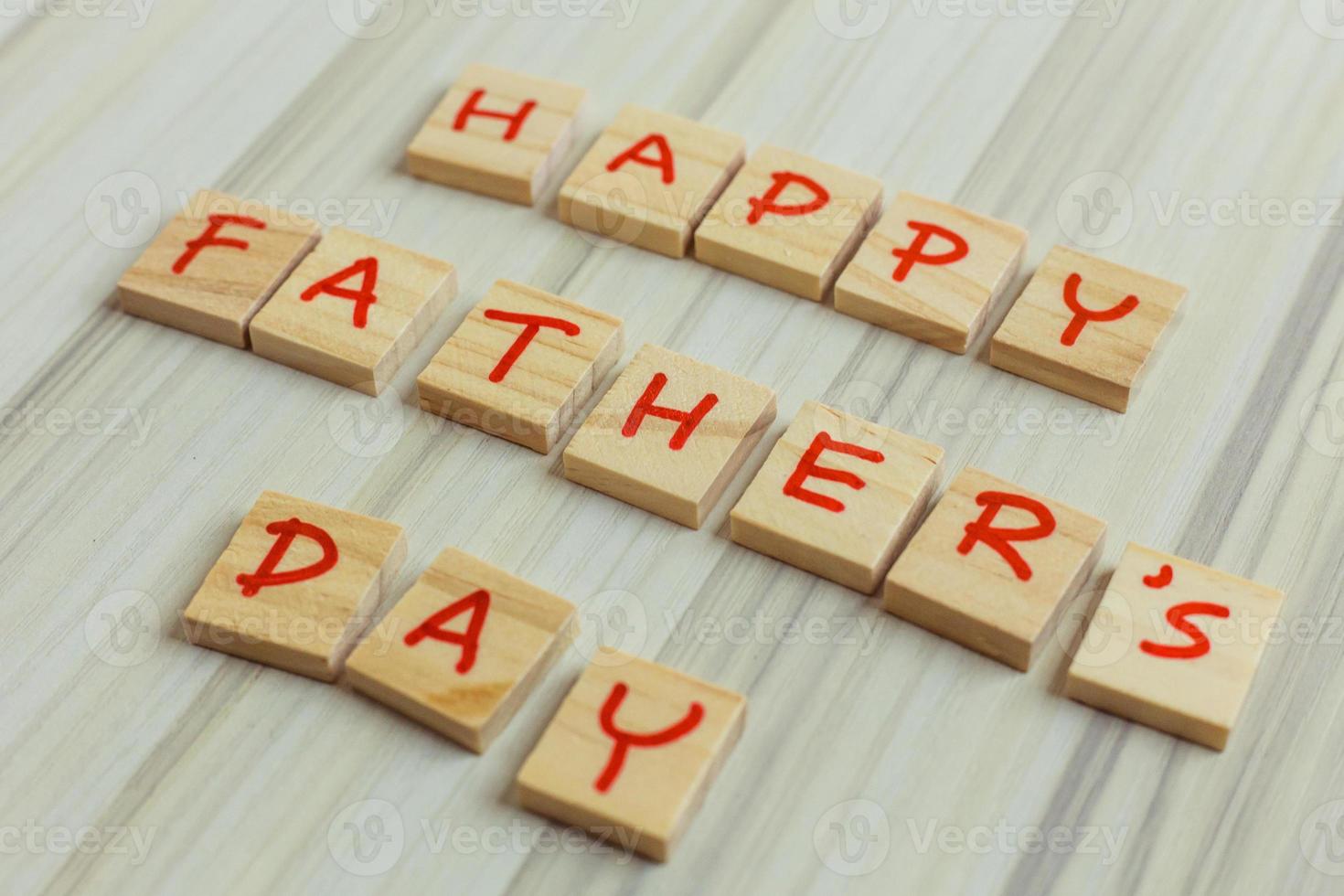 alphabet on small plate on wood table for Father  day image. photo