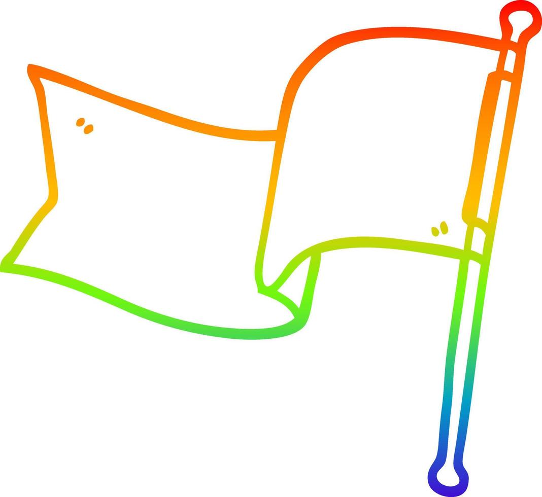 rainbow gradient line drawing cartoon red flag vector