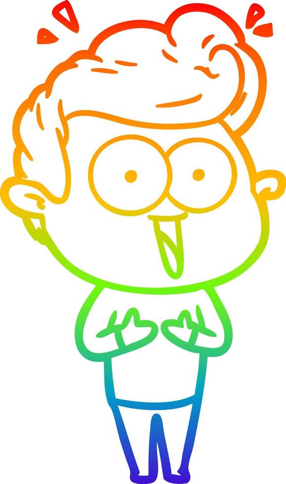 rainbow gradient line drawing cartoon staring man vector