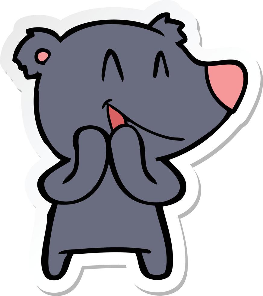 sticker of a laughing bear cartoon vector