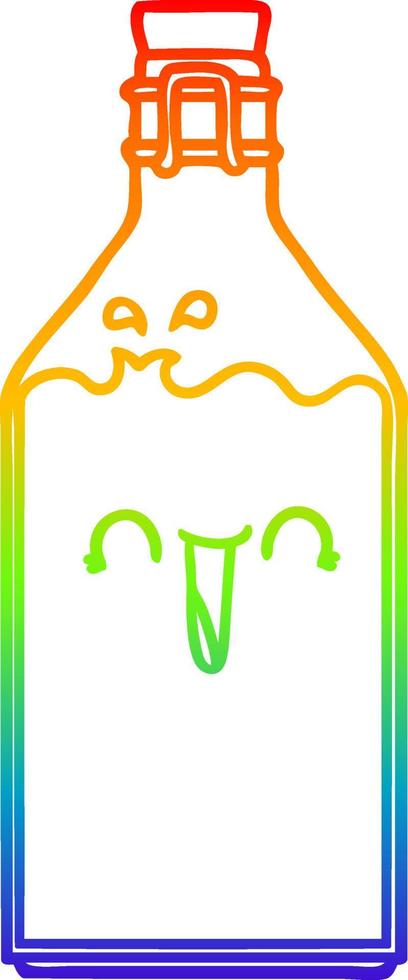 rainbow gradient line drawing cartoon old juice bottle vector