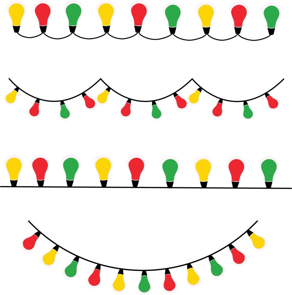 conjunto de luces navideñas aislar sobre fondo blanco. vector